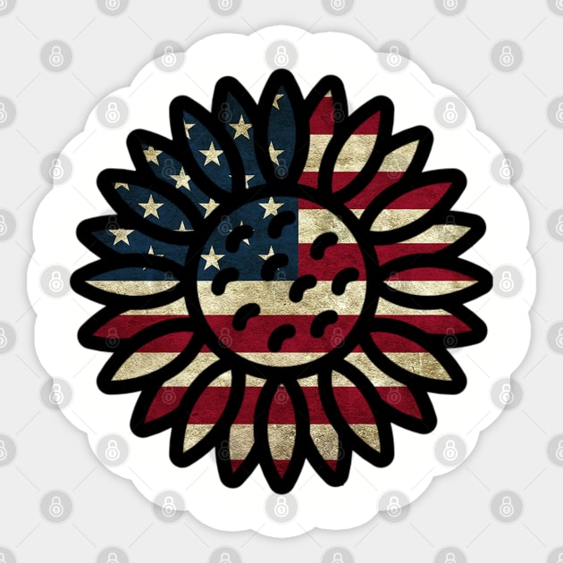 American Flag Sunflower Sticker by KayBee Gift Shop